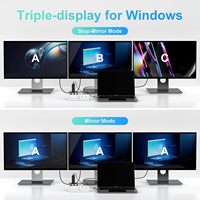 Station d'accueil pour ordinateur portable USB-C en alliage d'aluminium, triple moniteur, 14-en-1, 10 Gbps DP 4K, USB-A/C 3.1, 2 USB 3.0, PD 100W, Ethernet, en stock