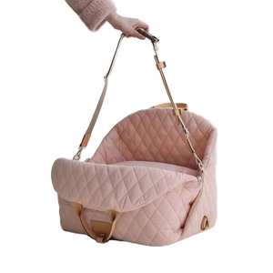 Küçük ölçekli taşınabilir katı desen köpek seyahat taşıyıcısı torba havayolu onaylı naylon % yükseltici koltuk pamuk fermuar kapatma kare şekli - Product Image 6