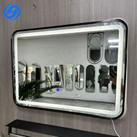 Miroir LED en plastique Art Déco 5 mm, taille personnalisée, montage mural, commande tactile, lumière réglable pour salle de bain/chambre à coucher