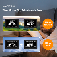 Pros jam otomatis 7 ", Alarm Analog untuk lansia, kalender Digital, jam hari, AB, alarm kustom, pengingat obat DST otomatis