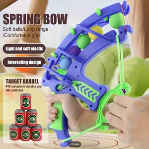 Juego de arco y flecha de plástico azul con bolas de espuma de colores para niños, juego al aire libre, 33 cm, 19,5 cm, 3 cm - Product Image 5