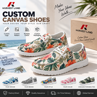Chaussures basses en toile personnalisées OEM ODM avec logo et motifs imprimés, chaussures décontractées à marque privée pour hommes et femmes