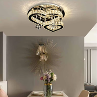 Luminaires pour la maison et les hôtels, luminaires de plafond en cristal à LED modernes en forme de cœur rond, de style luxueux pour le salon