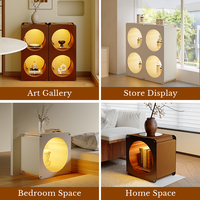 Présentoir Spazepaper Full Moon avec éclairage LED, cube en papier, vitrine, présentoir décoratif pour la maison et les événements