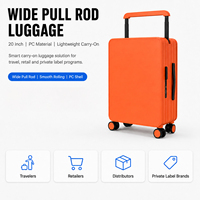 Valise à roulettes légère et large en PC, 20 pouces, coque rigide, roues pivotantes fluides, idéale pour les voyages en avion