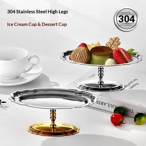 Eleganter ovaler Dessert-Servierständer aus Edelstahl 304 mit Fuß für Obstsalat, Eiscreme, Kekse, Kuchen und Partys - Product Image 5