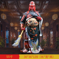 Statue de Guan Gong Wu, Dieu de la Richesse, Bouddha Guan Yu, en céramique, style Art déco, 55 pouces, grande taille, faite à la main, décoration d'intérieur