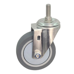 Roulettes pivotantes en acier inoxydable de 3/4/5 pouces, roulettes en plastique, roulettes en TPR pour chariot, roulettes en caoutchouc, frein silencieux - Product Image 6