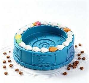 Custom Cake Shape Silicone Slow Feeder Dog Bowl FDA Food Grade <b>Bite</b> Resistant Pet Food Water Bowl Manufacturer - Product Image 1