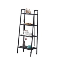 Étagère à échelle blanche à 4 niveaux bibliothèque fleur étagère debout rustique organisateur de rangement étagère en métal pour bar à la maison ou au bureau
