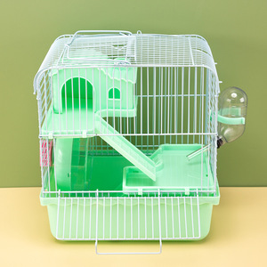 Cage à <span class=keywords><strong>hamster</strong></span> portable Xing Xing Wen, double couche, motif ours doré, cadre en plastique, bouton écologique, grande taille, villa paysagère solide - Product Image 4