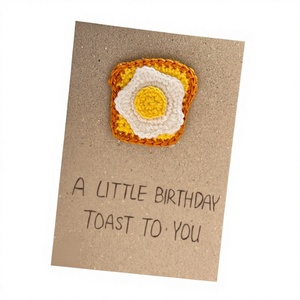 Tarjeta de felicitación de ganchillo transfronteriza de gran venta: Paquete de materiales DIY para tarjeta de cumpleaños de huevo frito y tostada - Product Image 1