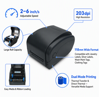 Gprinter GP1124T Printer Label Transfer Termal Bluetooth 203dpi 118mm USB Ribbon 2~6 inci/dtk Nirkabel untuk Label Ritel Perhiasan