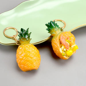 Porte-clés de dessin animé en résine, modèle miniature de nourriture : Ananas, Riz, Ananas et Riz Frit, Jouet alimentaire créatif - Product Image 4