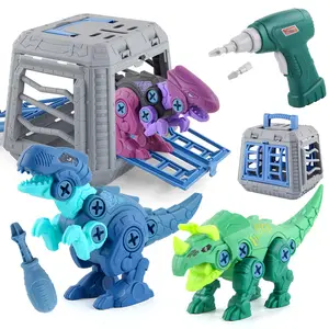 Zusammenbau Dinosaurier Spielzeug Kinder Schraube DIY Puzzle Demontage Kombination Tyranno saurus Velociraptor mit Bohr käfig