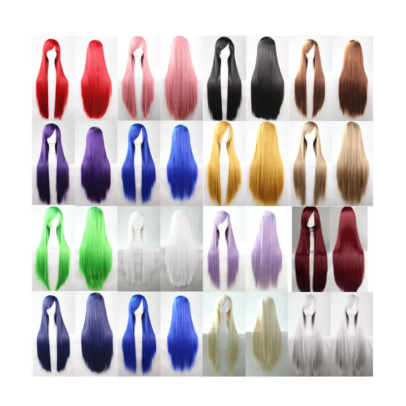 Cosplay wig color long straight hair cosplay wig European and American animation hot spot 80cm hair spot