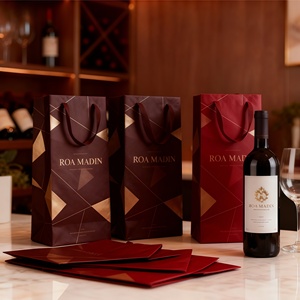 Set regalo di vino rosso e vino di fascia alta con logo personalizzato-bottiglia singola o doppia-sacchetto regalo stampato in <span class=keywords><strong>oro</strong></span> UV - Product Image 2