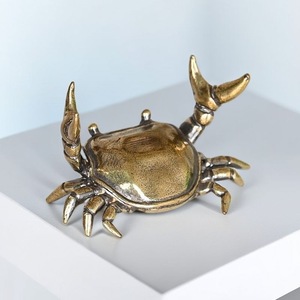 Crabe de musculation rétro en laiton, décoration de table, repose-stylo créatif, artisanat, petits ornements, statue - Product Image 3