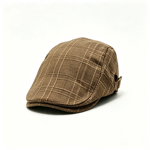Casquette plate à carreaux pour femme, style vintage, béret gavroche, avec boucle réglable, motif écossais rétro, pour le printemps, l'automne, les occasions décontractées et les fêtes, logo personnalisable - Product Image 5