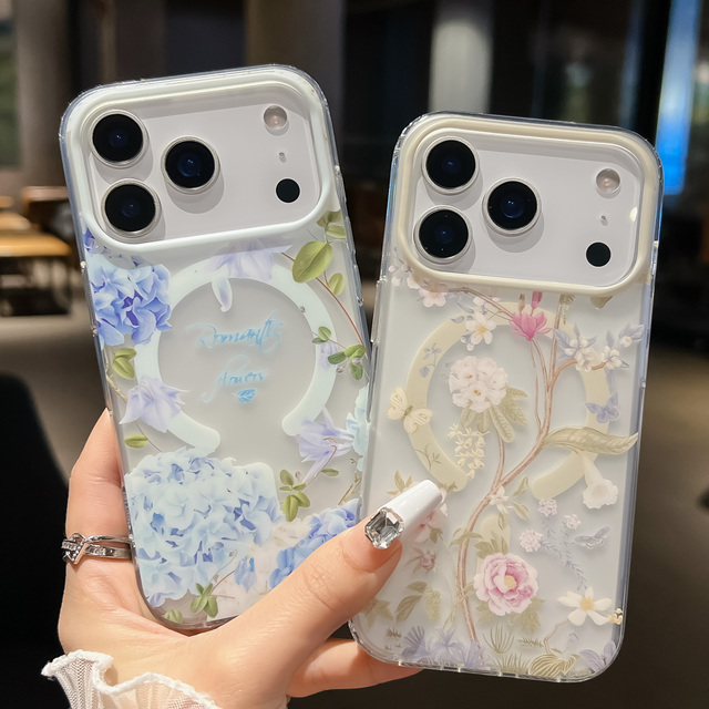 2025 New Laser Flower Love Magnetic TPU IMD Phone Case for IPhone17 Pro Max INS Style Back Cover for IP17pro 17 Air 16 15 promax