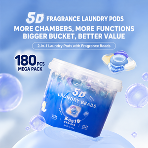Cápsulas de detergente líquido para ropa 5 en 1 con beneficios que combaten las manchas difíciles, adecuadas para la limpieza de la ropa, 180 unidades por cubeta. - Product Image 1