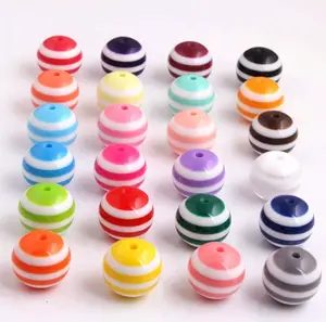 Spot Decoration Round High Quality Watermelon Color 20Mm Plastic Stripe Acrylic Beads