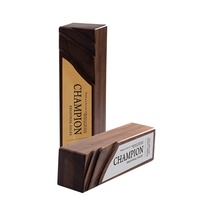Trophée de récompense en verre personnalisé avec base en bois Trophée de cristal