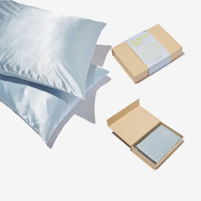 Set Of 2 - Wholesale Satin Silk Pillowcase Anti wrinkles Light Sky silk pillow slips