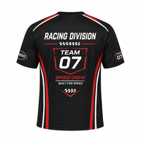 Maillot de fan de course imprimé personnalisé pour équipe de pit crew, vêtement de jour de match, t-shirt uniforme d'équipe de course à manches courtes en tissu mesh à rayures