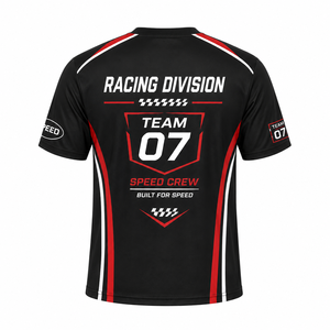 Camiseta Personalizada para Fanáticos de Carreras, con Estampado de Equipo, para el Día del Partido, con Detalles a Rayas, Tejido de Malla, Manga Corta, Uniforme de Equipo de Carreras - Product Image 1