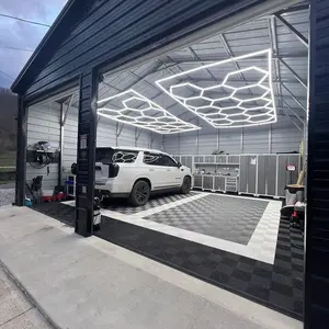 E-topハニカム自動詳細製品洗車ステーション用ライトバー六グリッド照明ガレージ天井デザイン六角形