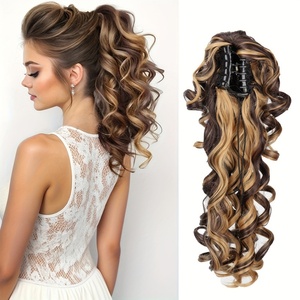 Cola de Caballo Sintética en Oferta, Extensiones de Cabello Rizado, Cola de Caballo de Cabello Sintético Rizado, Piezas de Cabello con Cola de Caballo Rizada Grande - Product Image 6