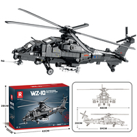 Reobrix WZ-10 Avion de Chasse Modèle Éducatif à Assembler en Plastique ABS Blocs de Construction DIY Jouet de Construction