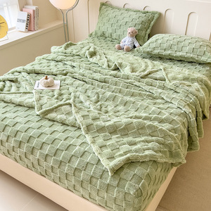 Sábana Ajustable <span class=keywords><strong>de</strong></span> Primera Calidad DL, Diseño a Cuadros, Jacquard, Felpa <span class=keywords><strong>de</strong></span> Leche, Poliéster Antiestático, Personalizable al por Mayor OEM - Product Image 3