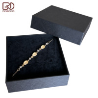 ROGOOD 90*90*30 Boîte à bijoux en papier gaufré noir de qualité supérieure avec couvercle et base |   Convient aux colliers, boucles d'oreilles, bagues, bracelets P2257