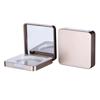 Emballage de maquillage en gros pot de poudre vide de forme carrée conteneur de fard à joues simple avec miroir