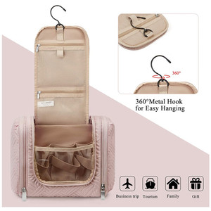 Hanging <b>Travel</b> <b>Toiletry</b> <b>Bag</b> with 360. Metal Hook Separated Wet Dry Pockets Mesh Compartments PVC Material for Easy Cleaning - Product Image 5