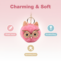 Porte-clés Pompon Hibou Mignon en Peluche pour Filles, Forme Boule, Écologique, Pendentif de Sac, Ornement de Sac à Dos, Petits Cadeaux