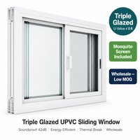 Fenêtre coulissante triple vitrage en PVC insonorisée, à rupture de pont thermique, avec moustiquaire – Vente en gros