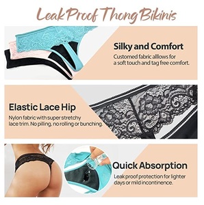 Tanga <span class=keywords><strong>de</strong></span> Encaje Sexy Nueva Sin PFAS, Bragas Menstruales <span class=keywords><strong>de</strong></span> Algodón Reutilizables <span class=keywords><strong>de</strong></span> Alta Calidad con 4 Capas a Prueba <span class=keywords><strong>de</strong></span> Fugas y Alta Absorbencia para Mujer - Product Image 6