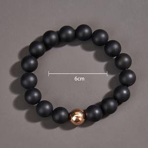 Matte Black Onyx <b>Bracelets</b> for <b>Men</b> Rose Gold Plated <b>Beads</b> Accessories Customized Stainless Steel Jewelry - Product Image 5