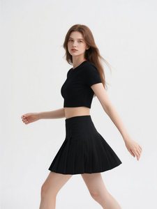 Minifalda plisada negra con hoyuelos personalizada para mujer, estilo de tenis elegante a la moda, diseño corto informal Sexy - Product Image 2