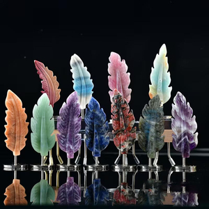 Adorno de Pluma Tallada en Cristal Natural Mixto al por Mayor, Escultura de Pluma de Piedra Curativa, Decoración para el Hogar y Escritorio - Product Image 3
