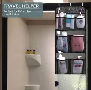 Travel Mesh <b>Shower</b> Caddy Over Door Hanging Organizer for Cruise RV Camper Bathroom - Product Image 5