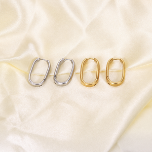 Boucles d'oreilles créoles ovales irrégulières tendance en acier inoxydable 316L plaqué or véritable 18 carats, bijoux <span class=keywords><strong>pour</strong></span> femme, cadeau - Product Image 2