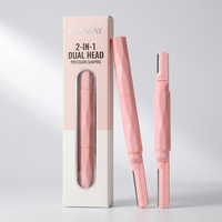 Rasoir à sourcils portable 2-en-1 à double extrémité pour femmes, outil de dermaplaning, rasoir de précision pour le visage avec poignée texturée diamant