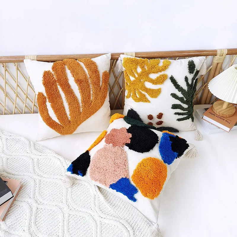 Funda de almohada de algodón de estilo nórdico, cubierta de cojín de decoración para sofá, con borlas, colorida, Ins
