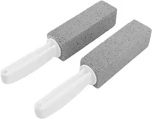 2 Pcs Toilet Brush Pumice Stone Toilet Brush Cleaner Toilet Scrubber with Handle Household Bathroom Cleaning Supplies