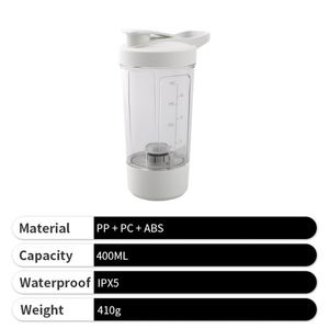Portable Electric Shaker <b>Bottle</b> Personalized White Plastic Large USB Automatic <b>Protein</b> Mixer for Home - Product Image 4