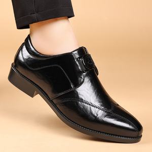 Patrón de arañazos a mano Zapatos de cuero de negocios casuales para hombre con pierna bordada Banquete puntiagudo - Product Image 6